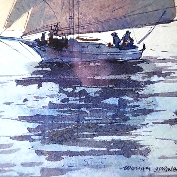 BOOTHBAY HARBOR MAINE ARTIST WILLIAM SPRING  WATERCOLOR - Picture 4 of 7